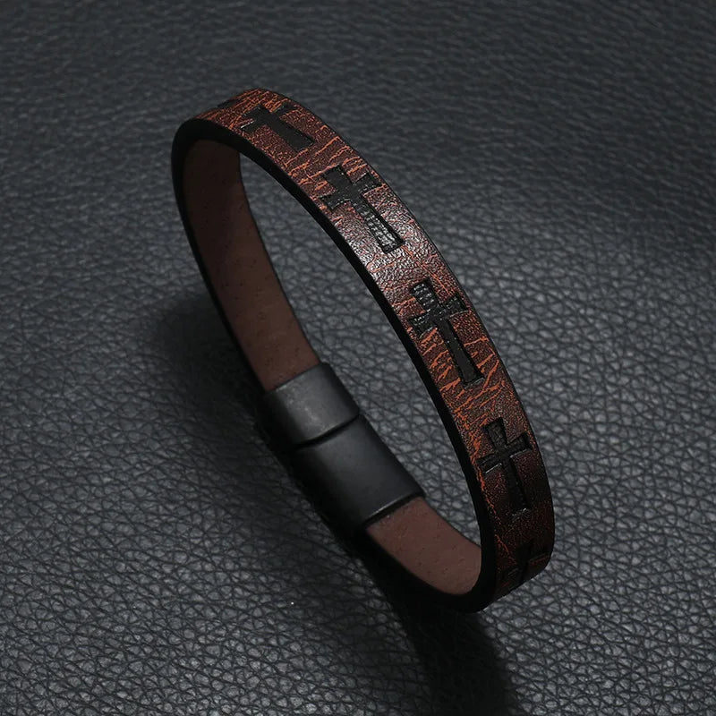 Simple Cross Leather Bracelet