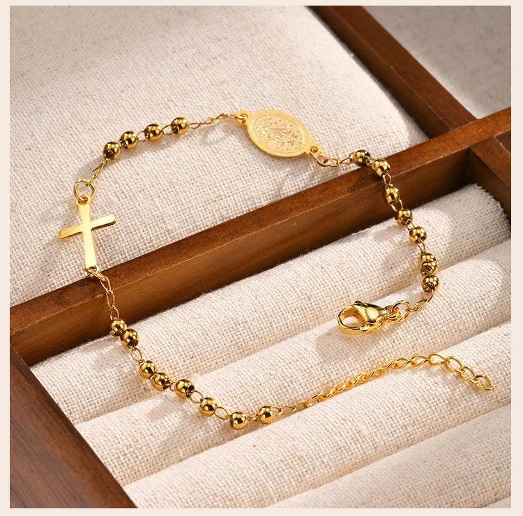 Rosary Cross Bracelet