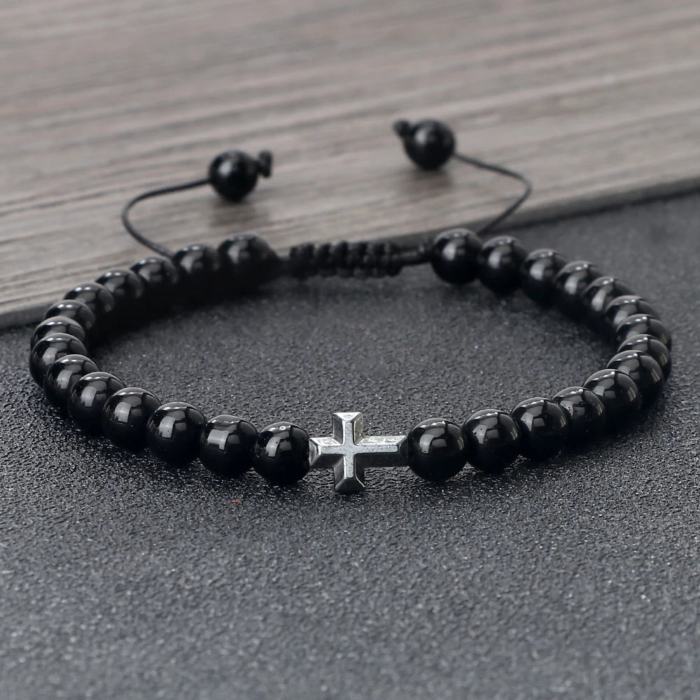 Natural Stone Cross Bracelet