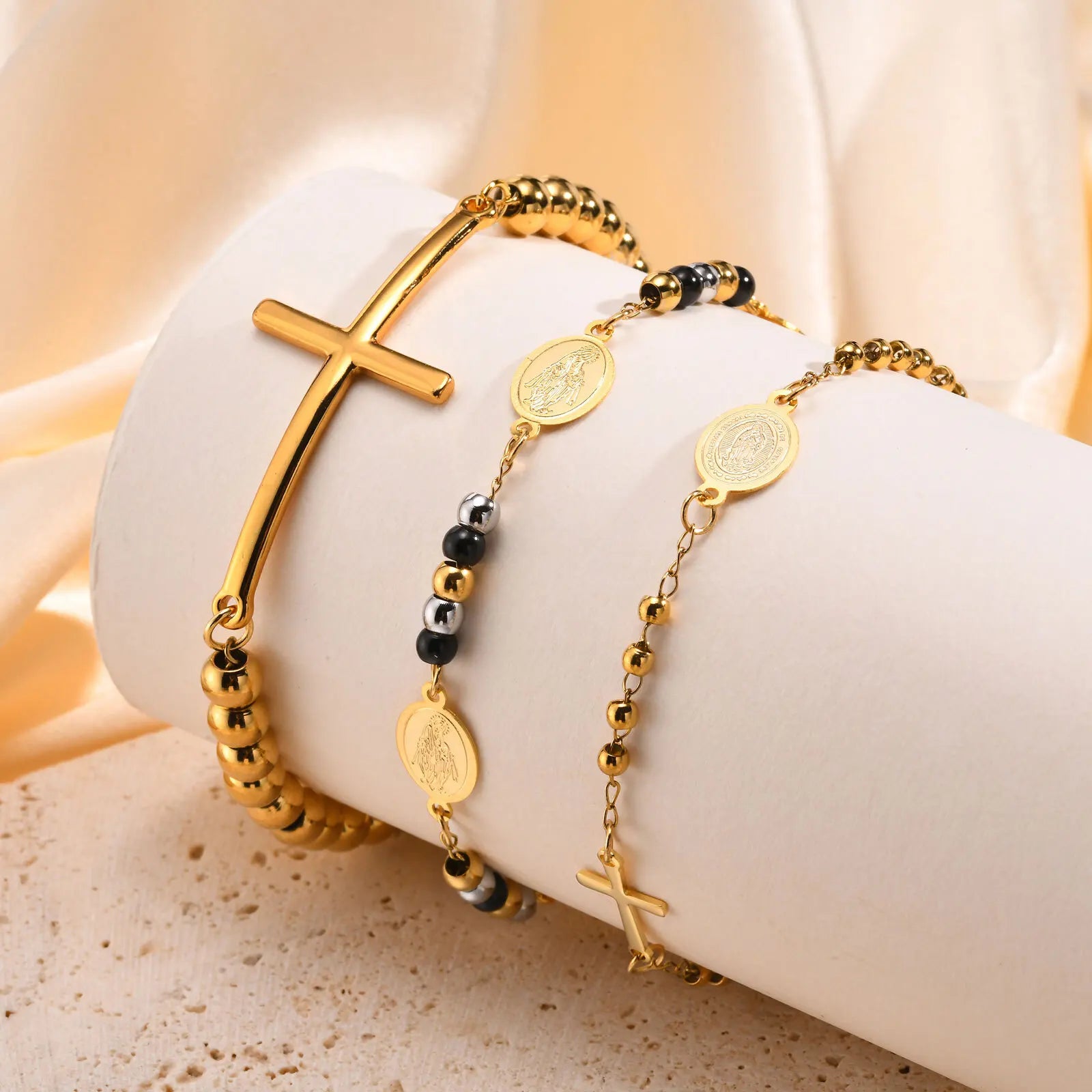 Rosary Cross Bracelet