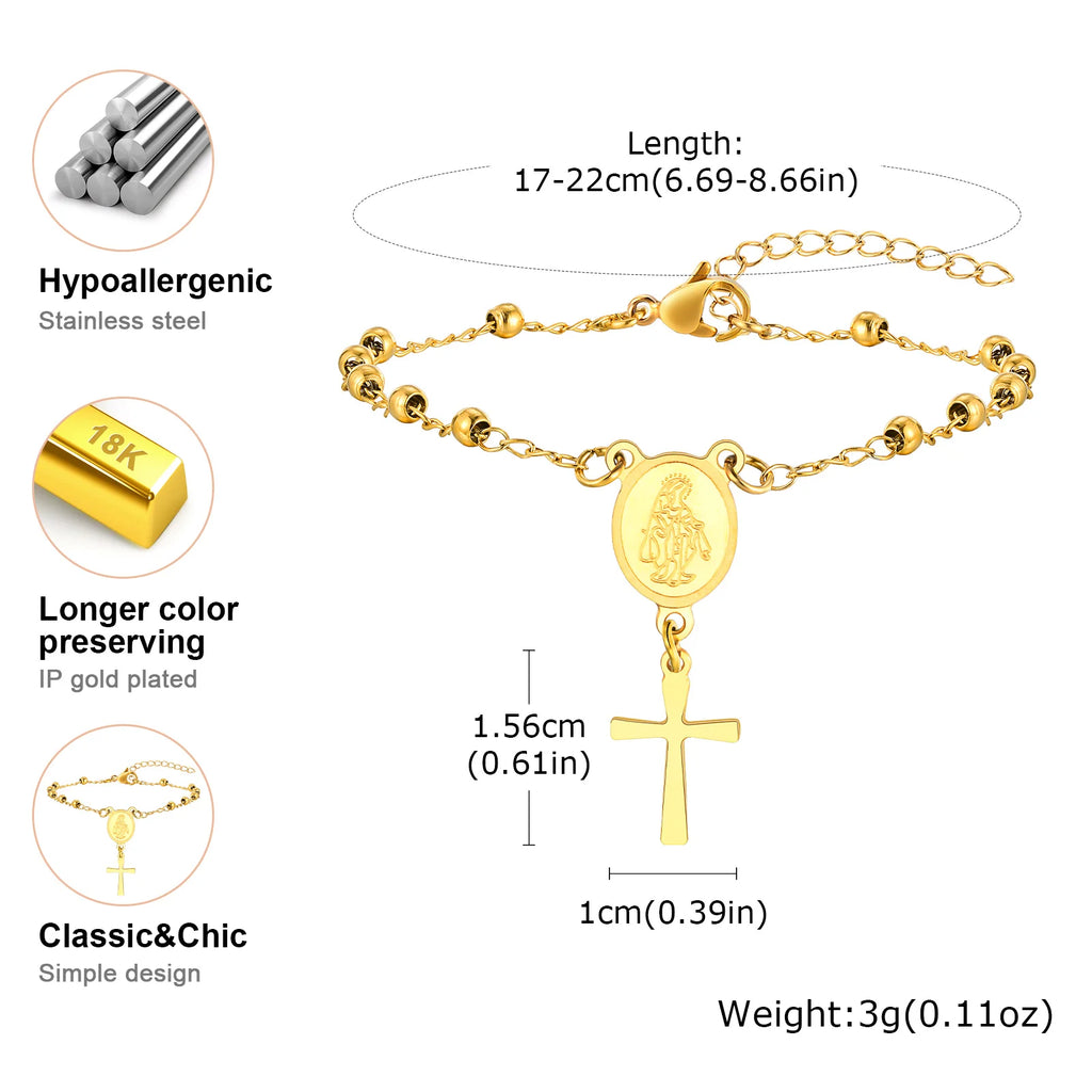 Rosary Stainless Steel Bracelet