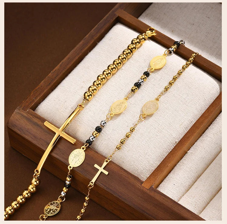 Rosary Cross Bracelet